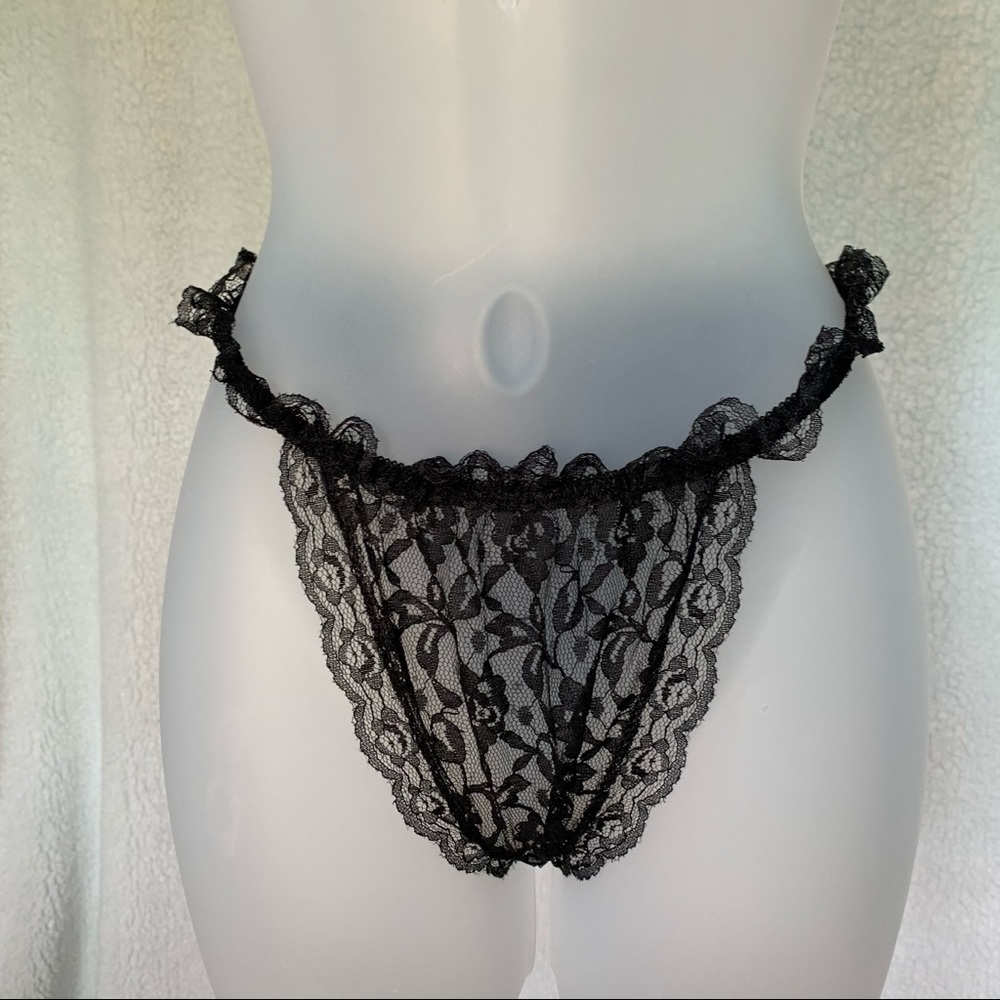 Never-worn gorgeous pristine ‘80s black lace & nylon bikini panties - Picture 4 of 4